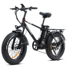Bicicleta elétrica de 20 polegadas SAMEBIKE XWC05 750W 35Km/h 48V 13AH Preto Prata