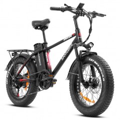 Elektromos kerékpár 20 hüvelykes SAMEBIKE XWC05 750W 35Km/h 48V 13AH Fekete Piros