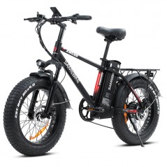 Bicicleta elétrica 20 polegadas SAMEBIKE XWC05 750W 35Km/h 48V 13AH Preto Vermelho