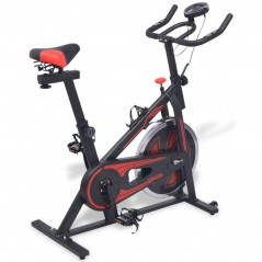 Exercise Spinning Bike with Pulse Sensors Black and Red