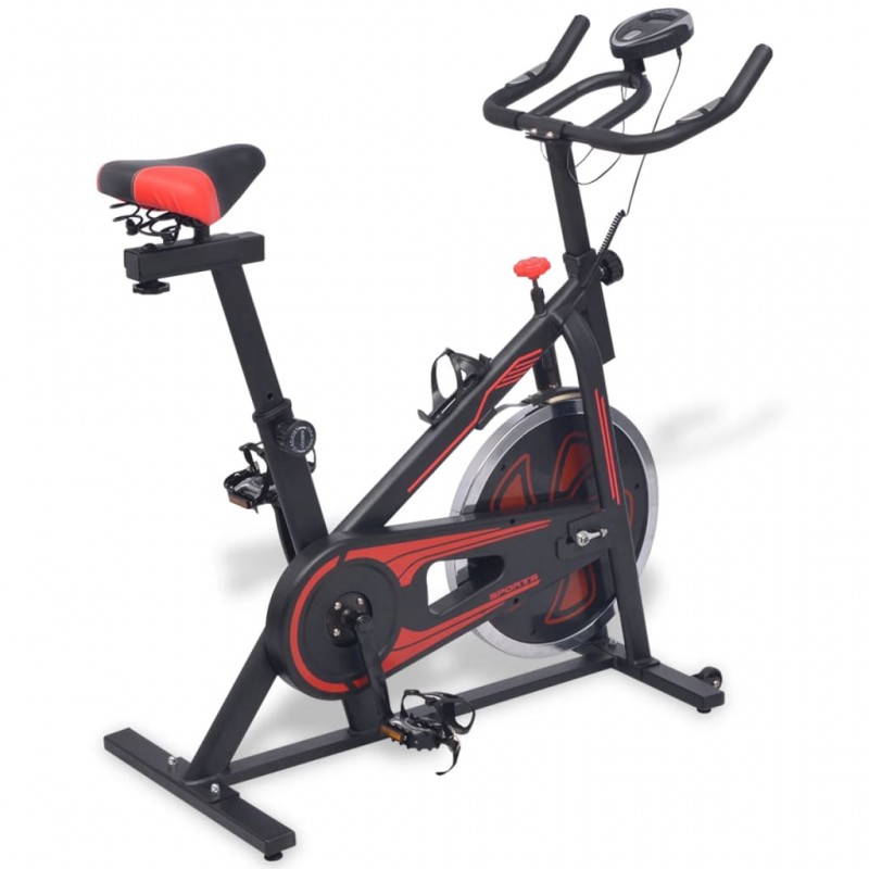 Exercise bike with pulse sensors black and red