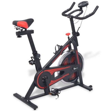 Vélo d'exercice avec capteurs d'impulsions noir et rouge