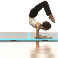 Uppblåsbar gymnastikmatta med pump 300x100x10 cm PVC Grön