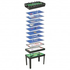 15 i 1 flerspelsbord 121x61x82 cm Svart