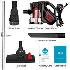 INSE I5 18Kpa Corded Hand Vacuum Cleaner Red Suction