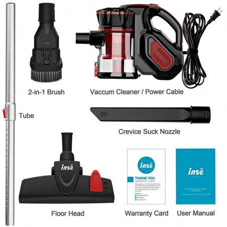 INSE I5 Corded Handheld Vacuum Cleaner 18Kpa Suction Red