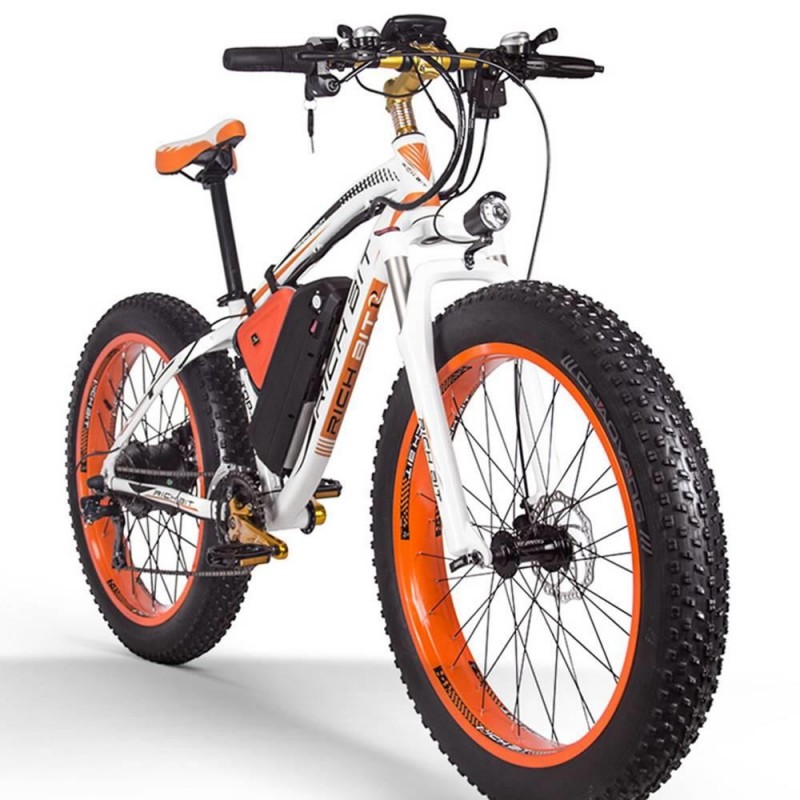 RICH BIT TOP-022 E-Bike Motore 1000W 17AH 26 pollici 35Km/h Bianco Arancione
