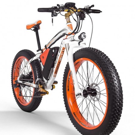 RICH BIT TOP-022 E-cykel 1000W Motor 17AH 26 Tommer 35Km/t Hvid Orange