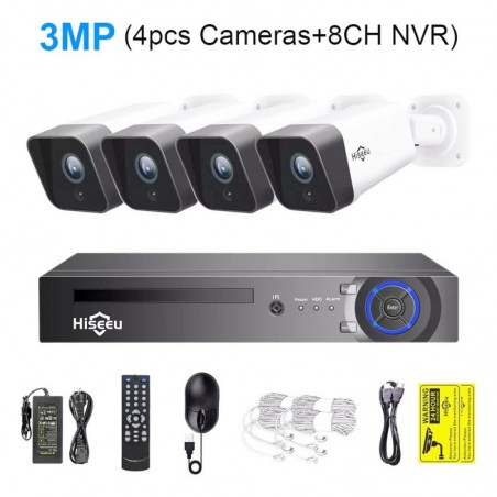 Caméra de surveillance de sécurité CCTV Hiseeu IP POE 3MP
