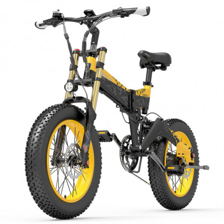 LANKELEISI X3000 Plus Vélo Électrique 20 Pouces 1000W 43Km/h 17.5AH Jaune