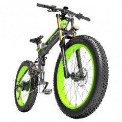 LANKELEISI T750 Plus Bicicleta eléctrica con horquilla grande, batería de 17,5 Ah, verde