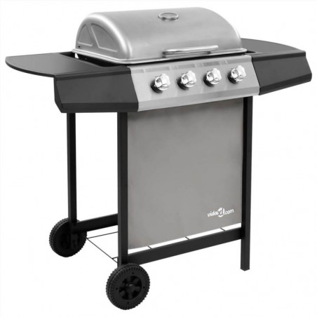 Gas barbecue with 4 black and silver burners