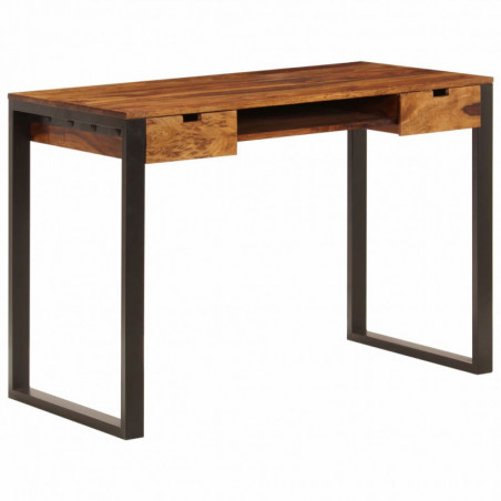 Schreibtisch 110 x 55 x 78 cm, massives Palisanderholz und Stahl