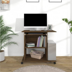Computertisch aus brauner Eiche, 80 x 50 x 75 cm, Holzwerkstoff