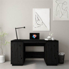 Czarne biurko 140x50x75 cm z litego drewna sosnowego
