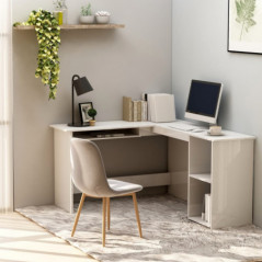 L-shaped corner desk glossy white 120x140x75 cm chipboard