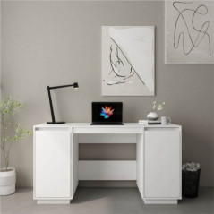 White Desk 140x50x75 cm Solid Wood Pine