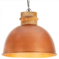 Industrial Hanging Lamp Copper Round 50 cm E27 Solid Mango Wood