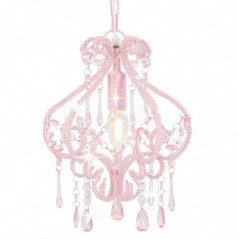 Ceiling Lamp with Beads Pink Round E14
