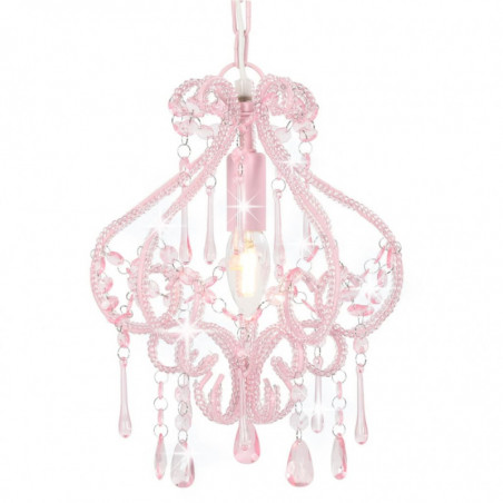 Plafondlamp met ronde roze kralen E14