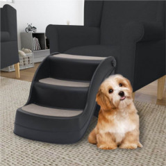 3-step folding staircase for dogs black