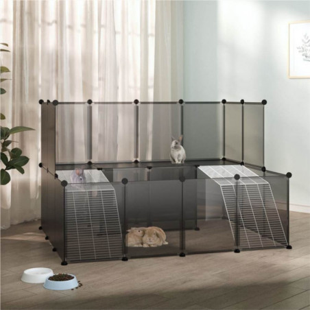 Cage Petits Animaux Noir 143x107x93 cm PP et Acier