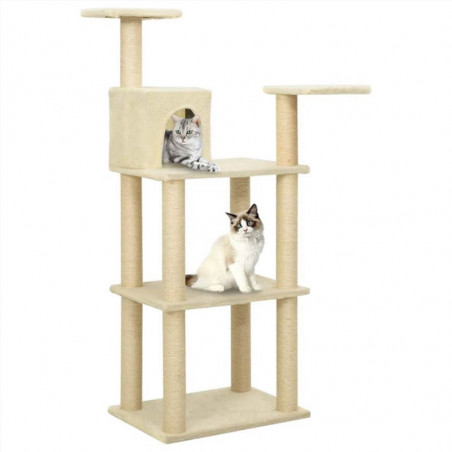 Arbre à chat avec griffoirs en sisal crème 119 cm