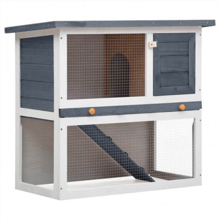 Outdoor hutch with 1 door in gray wood