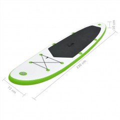 Hochwertiges aufblasbares Paddle-Board mit grünem und weißem Zubehör