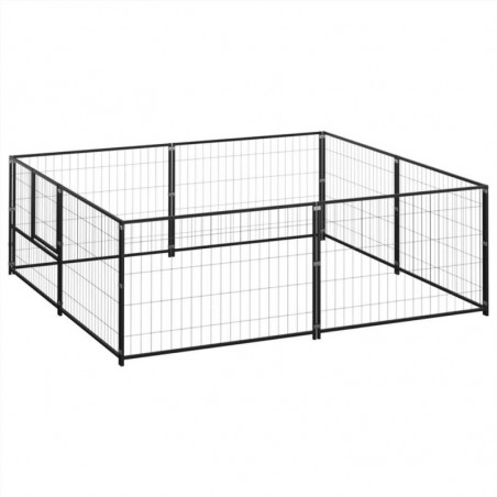 Hundekennel Sort 4 m² Stål