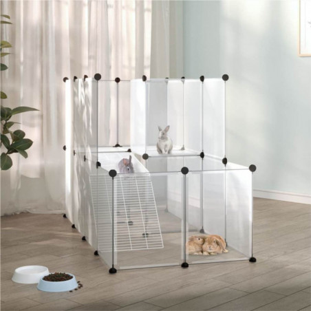 Cage Petits Animaux Transparente 142x74x93 cm PP et Acier