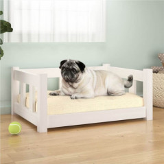 Cama de cachorro branca 65,5x50,5x28 cm madeira maciça de pinho
