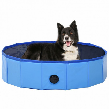 Piscină pliabilă pentru câini Albastru 80x20 cm PVC