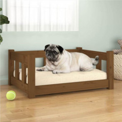 Honey Brown Dog Bed 65.5x50.5x28 cm Solid Wood Pine