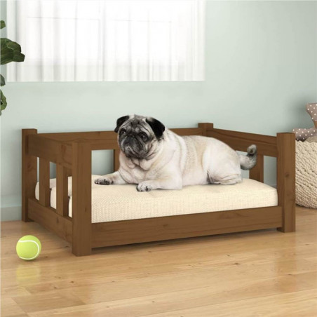 Cama para cachorro marrom mel 65,5x50,5x28 cm madeira maciça de pinho