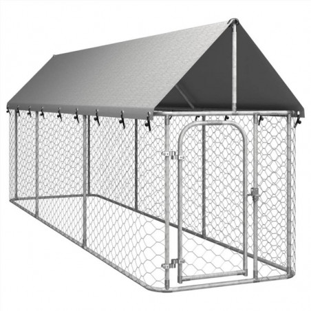 Hondenkennel voor buiten met dak 400x100x150 cm