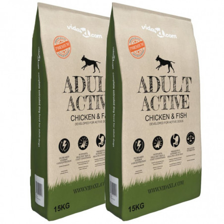 Premium dry food for dogs Adult Active Chicken & Fish 2 pcs 30 kg