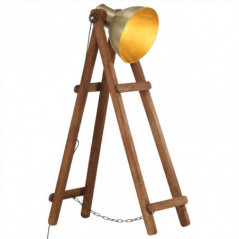 Floor Lamp Brass E27 Solid Mango Wood