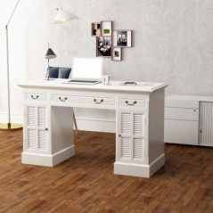 Dubbel bureau op voetstuk wit 140x48x80 cm