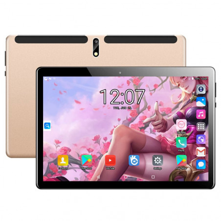 BDF M107 10.1 Inch 4G LTE Tablet With Leather Case Golden