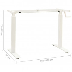 Manual Height Adjustable Standing Desk Frame Hand Crank White