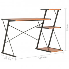 Schreibtisch mit Regal Schwarz und Braun 116X50x93 cm