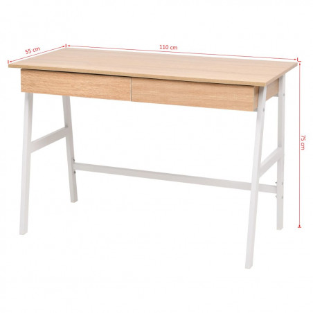 Desk 110X55x75 cm Oak And White