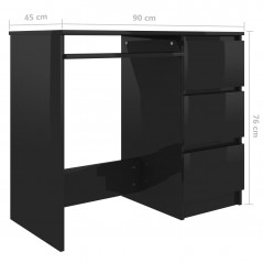 Desk High Gloss Black 90X45x76 Cm Chipboard