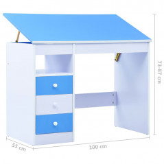 Blauw en wit liggend kindertekenbureau