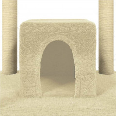 Cat tree with scratching posts in cream sisal 174 cm