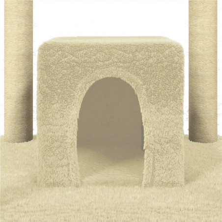 Árvore para gatos com postes para arranhar em sisal creme 174 cm