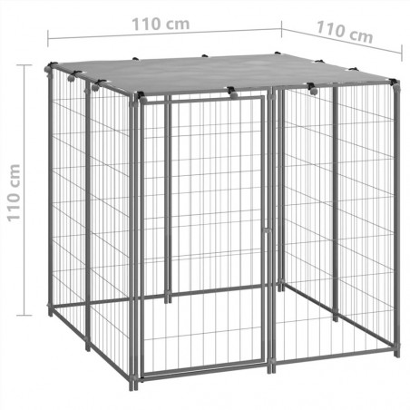 Buda dla psa srebrna 110X110x110 cm stalowa