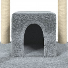 Cat tree with scratching posts in light gray sisal 174 cm