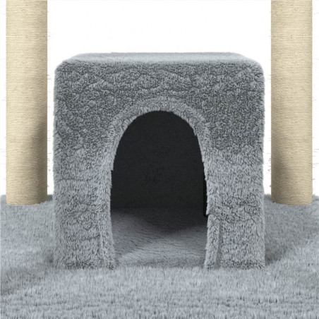 Rascador para gatos con rascador de sisal gris claro 174 cm